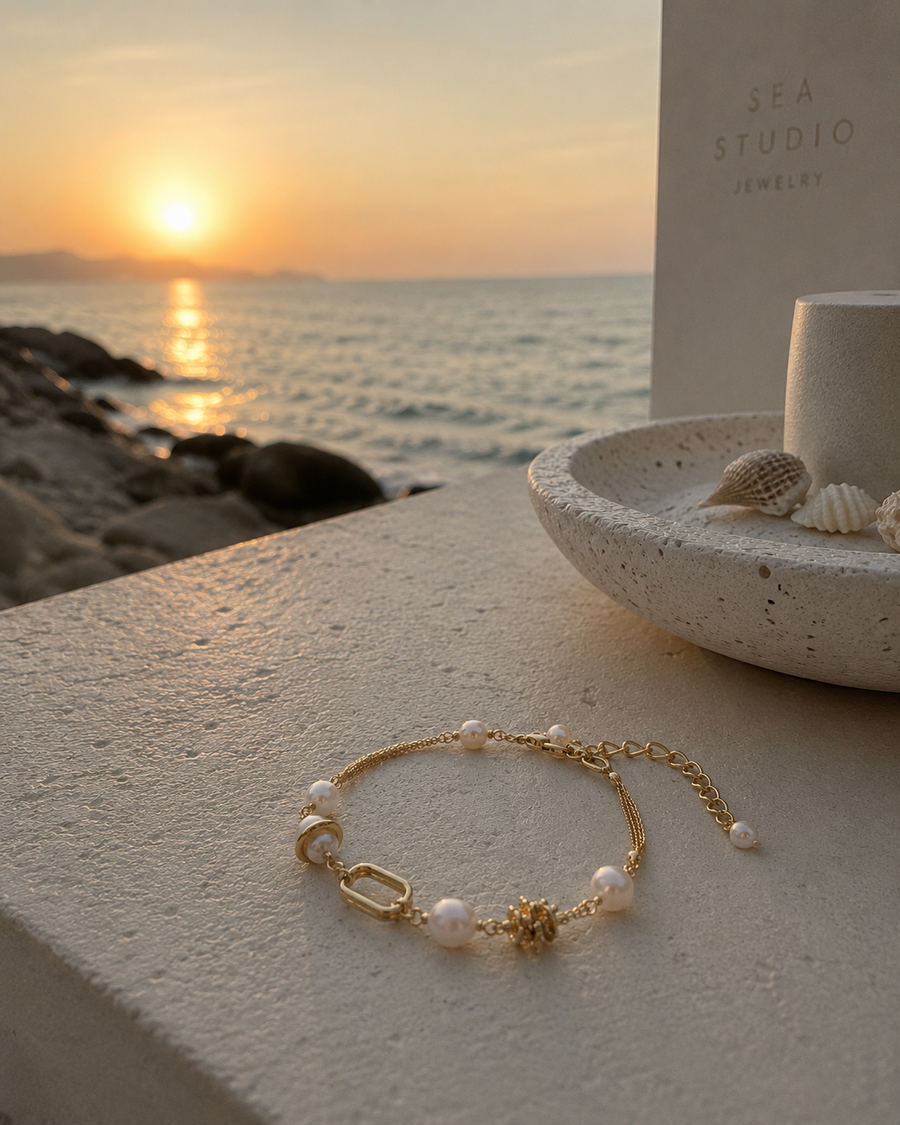 Golden Pearl Chain Bracelet