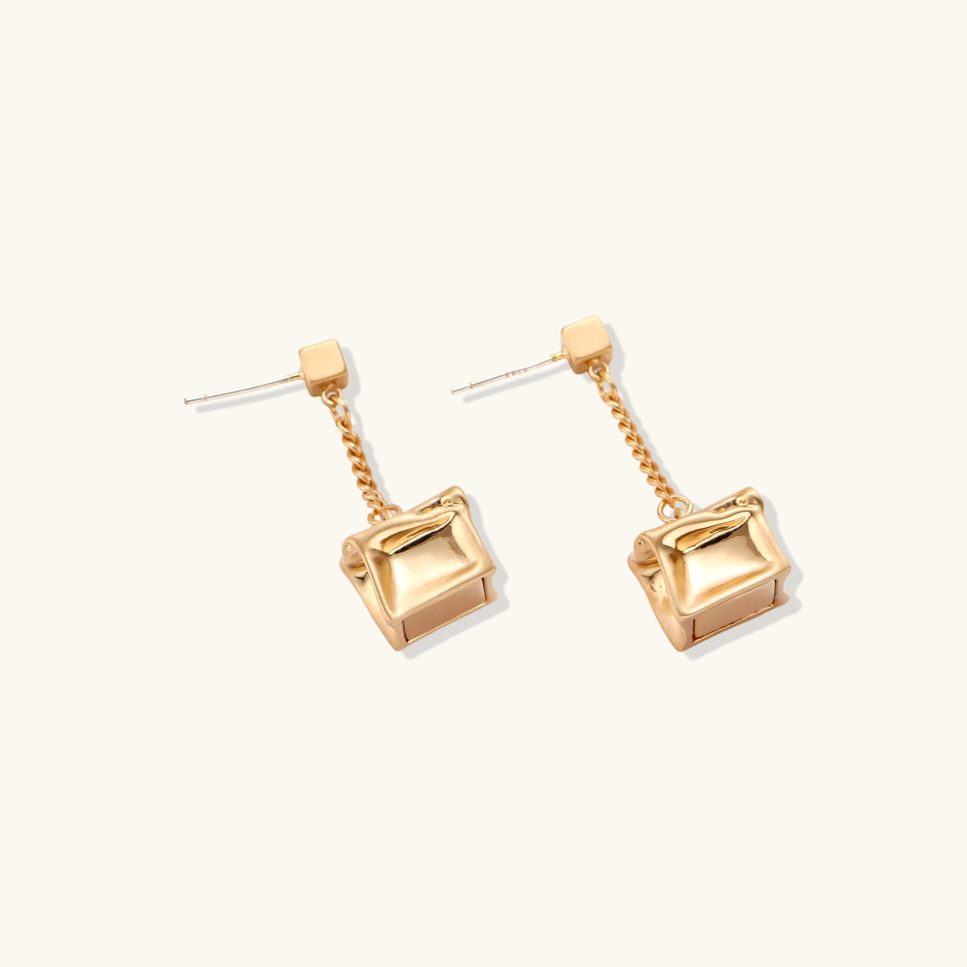 Crumpled Cube Drop Earrings