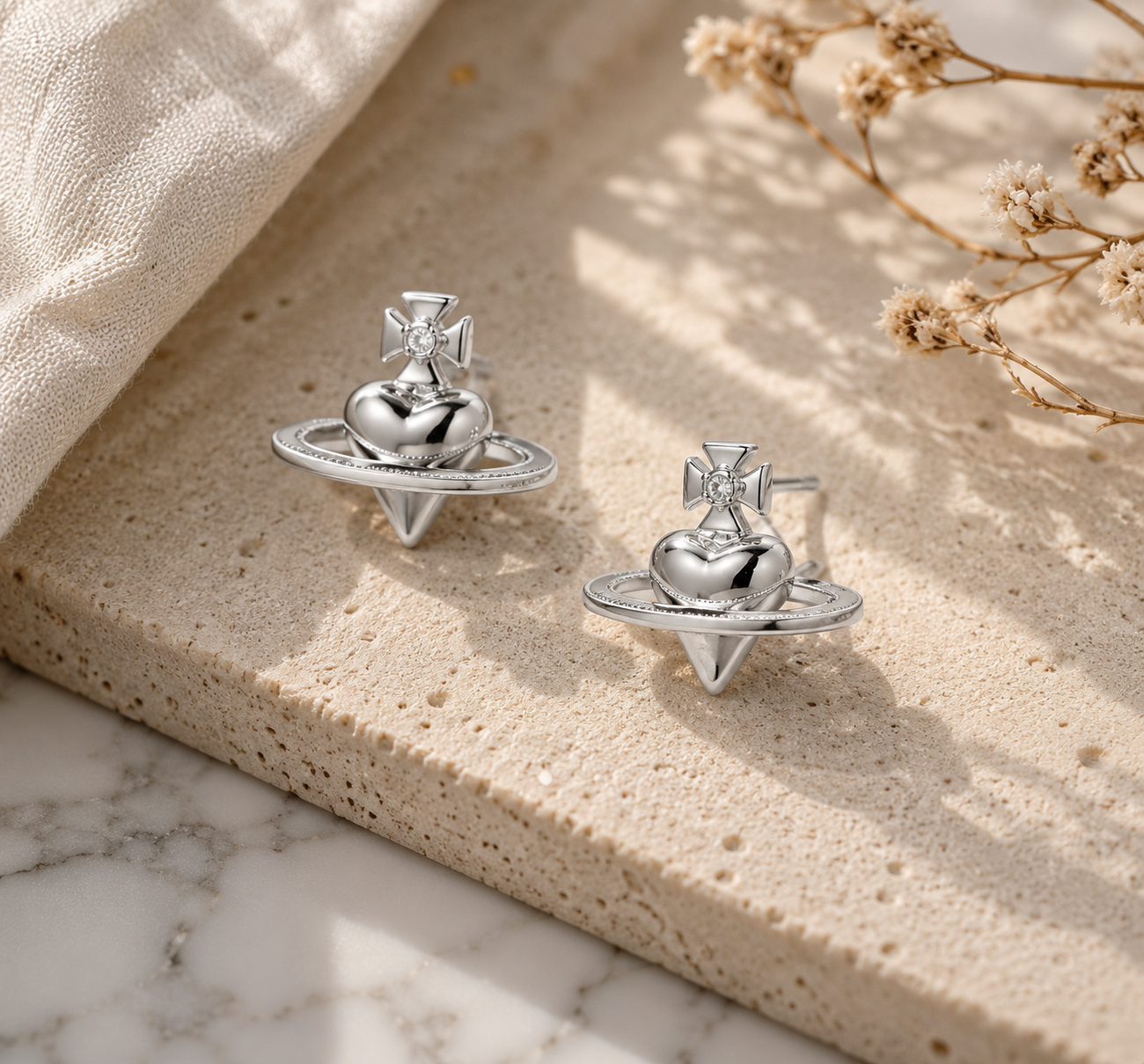 Saturn Ring Stud Earrings