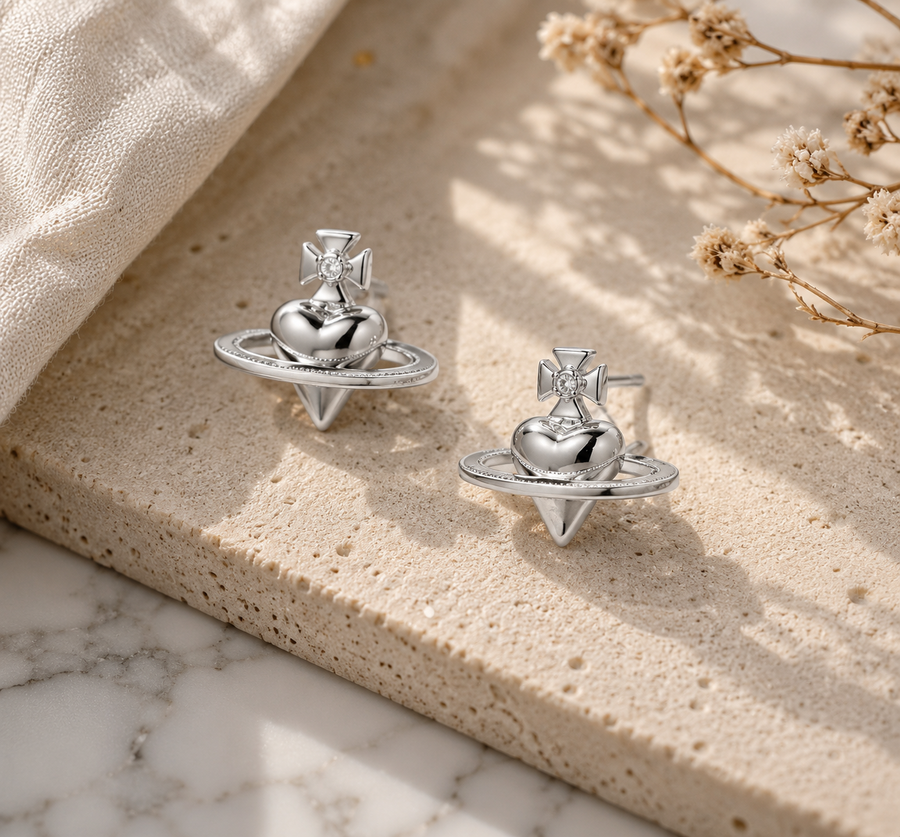 Saturn Ring Stud Earrings